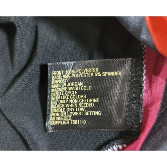 Worthington Black Pink Ruffled Sleeveless Top Large Keyhole Back Lightweight - Picture 4 of 6